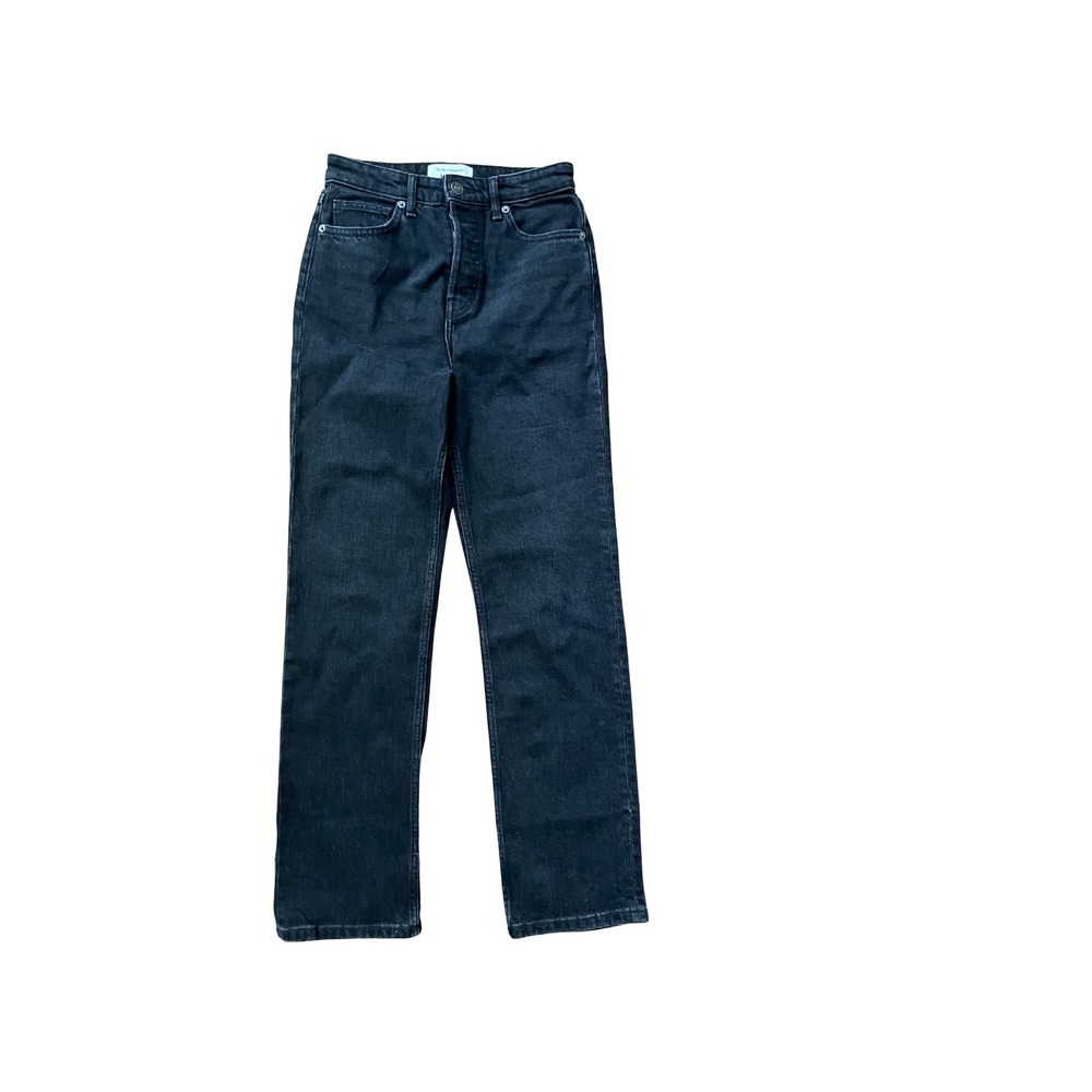 Reformation Cynthia Jeans 25 Black High Rise Straight Leg Stretch Y2K Minimalist
